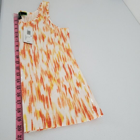 C Wonder Womens Brushstrokes All Over Sequin Tank Top Size S Orange Pullover NWT - Picture 8 of 10